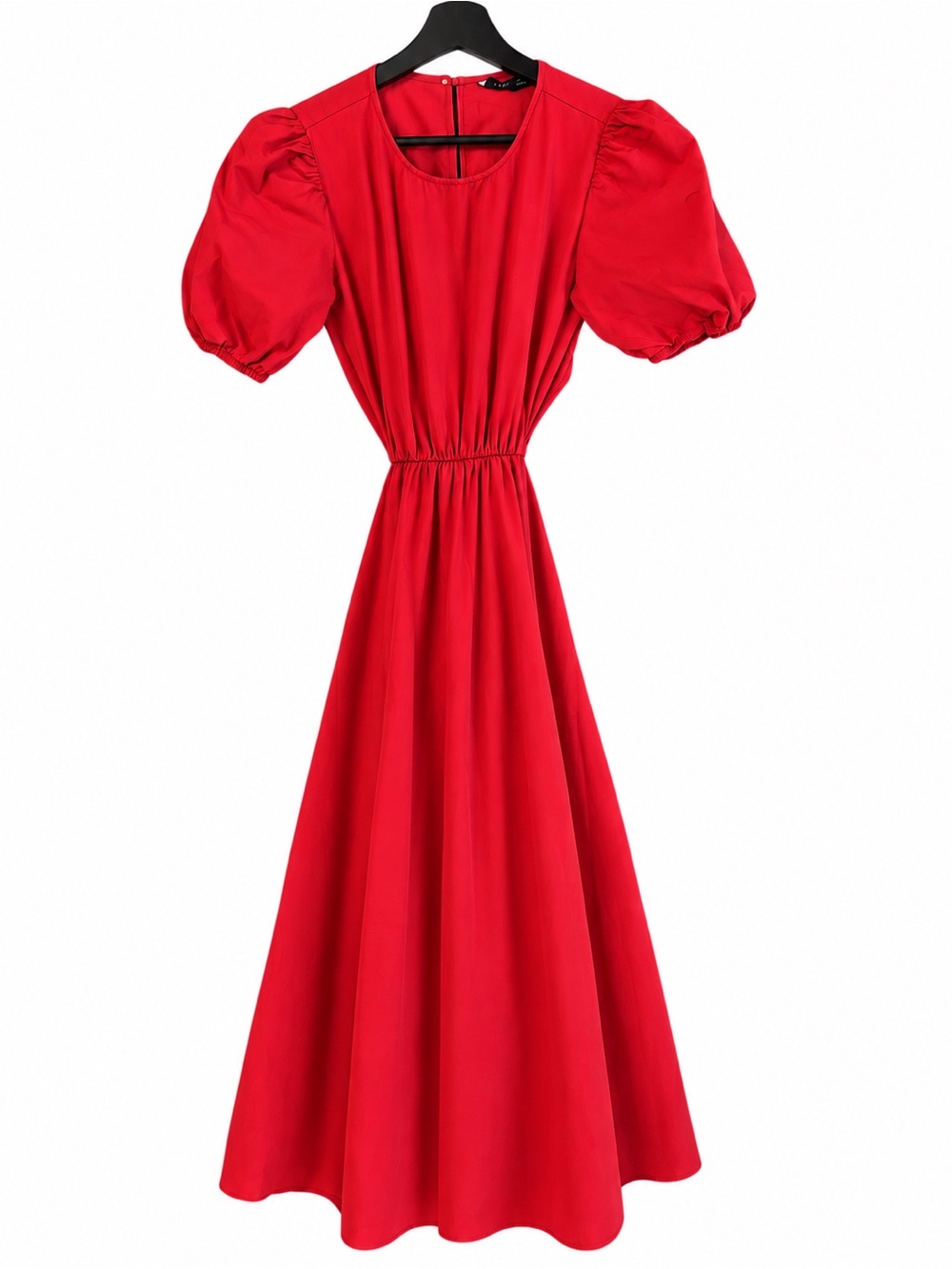 Zara Red Maxi Dress with Puff Sleeves